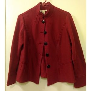 Coldwater Creek Burgundy Lining Chunky Button Down Acrylic Jacket Blazer 8P
